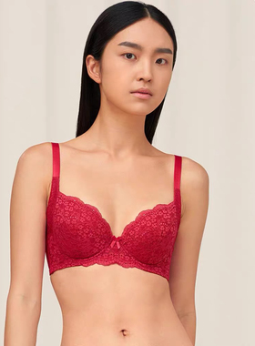 专业调整型，性感蕾丝全罩杯收副乳薄杯文胸E002469