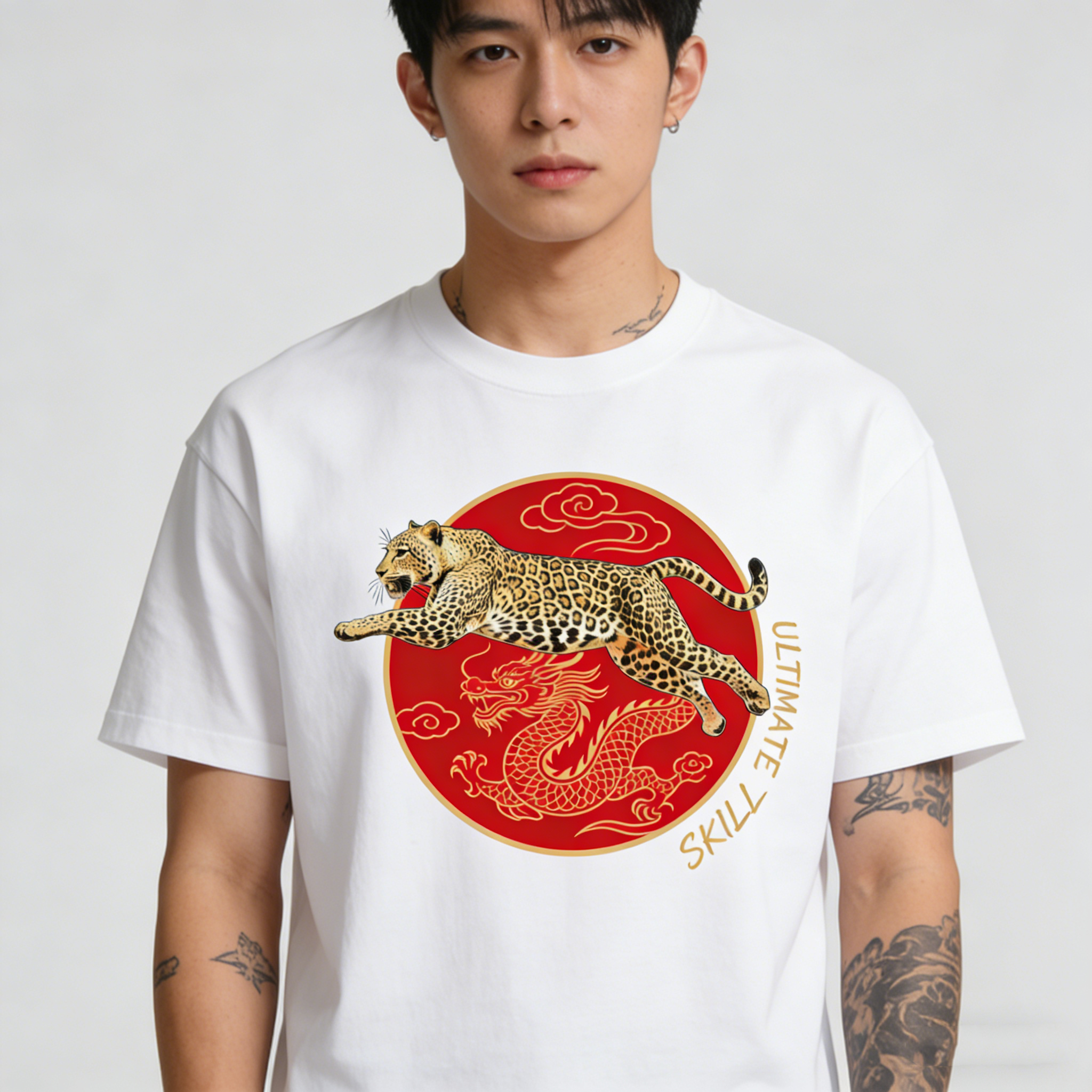 虎威阁夏季新款美式复古重磅纯棉花豹短袖T恤男潮流宽松休闲百搭,男装,T恤,淘宝优惠券,粉丝福利购,淘宝优惠卷