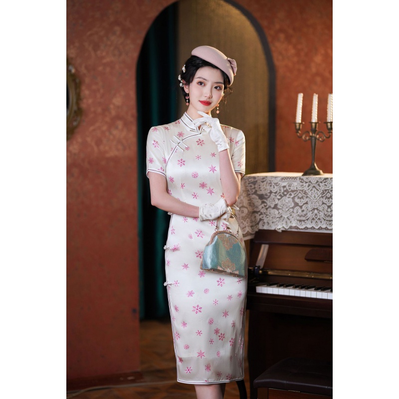 厂家直销新款中国风女装真丝旗袍