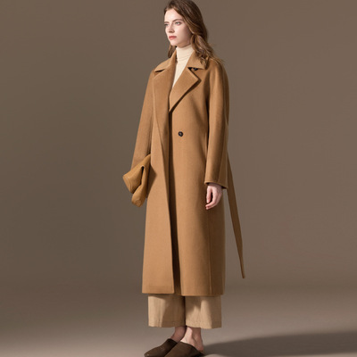 有内衬100纯山羊绒大衣女中长款