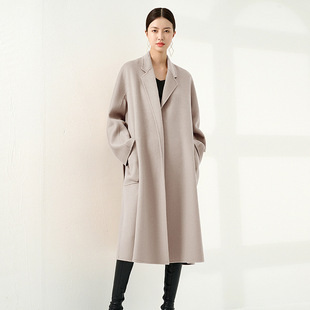 水波纹双面100山羊绒大衣女24秋冬新款毛呢外套工厂直播供货合作