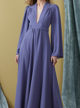 紫色针织棉弹力连衣裙欧美性感派对定制做party tailored dresses