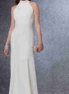 白色丝毛缎礼服连衣裙时尚女王范定制做party tailored dresses