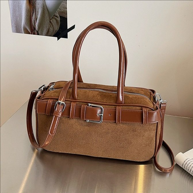 跨境复古手提枕头包包女式2026春新款高级感时尚麂皮绒单肩斜挎包,箱包皮具/热销女包/男包,通用款女包,淘宝优惠券,粉丝福利购,淘宝优惠卷