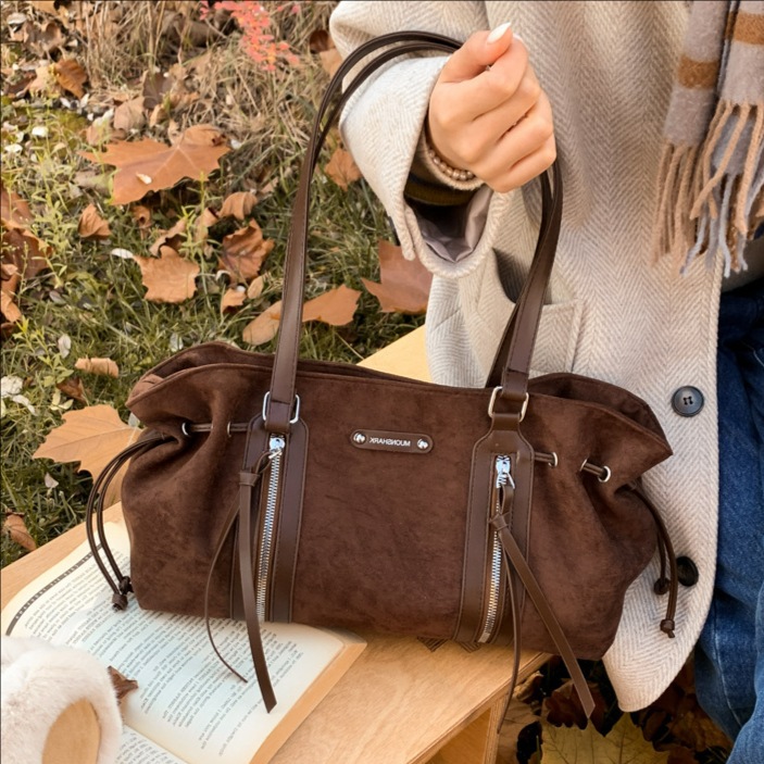 秋冬复古麂皮绒单肩托特包大容量包包女2025新款高级感腋下手提包