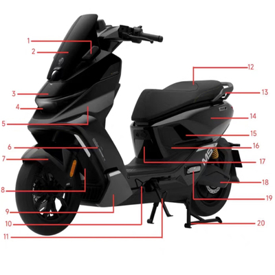 9九号M5100/125座桶护板边条前内泥板车壳外壳前挡风件前挡泥板