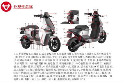 小牛新款F400T电动车外壳车壳前挡泥板前面板烤漆件正品原厂配件