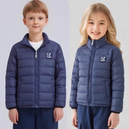 儿童冲锋衣羽绒服内胆中小学生校服神器男女大童轻薄立领拉链外套