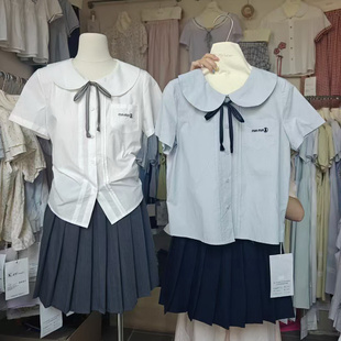 十三行新款学院风jk制服女夏季短袖蝴蝶结领衬衫百褶裙套装显瘦