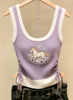 十三行一线大牌！法式气质外穿内搭背心女夏季新款穿搭紫色上衣