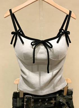 十三行一线大牌！带胸垫~蝴蝶结无袖吊带背心女外穿内搭修身上衣