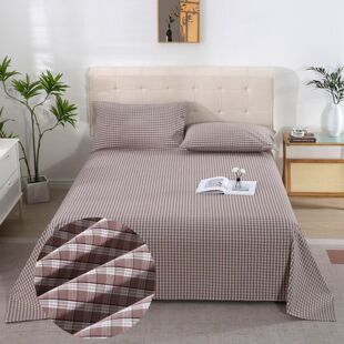 全棉精梳棉老粗布三件套床单枕套床品套件双人褥单1.5/1.8m床四季