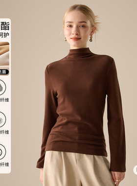 半高领打底衫女秋衣2025新款秋冬德绒加绒绵羊毛加厚保暖蚕丝上衣