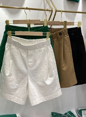 100%纯棉松紧腰短裤女宽松2025新款夏外穿a字五分阔腿休闲裤中裤