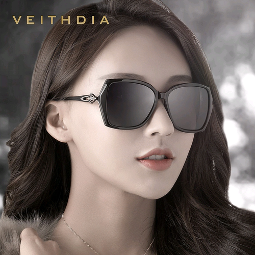 Veithdia/威斯．蒂亚 女士偏光镜优雅墨镜韩版大框太阳镜定制近视