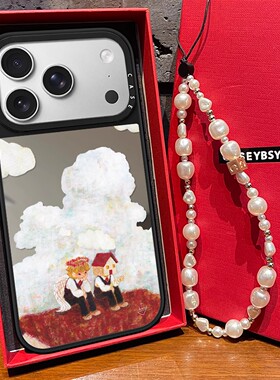 C家联名油画天使男孩适用iphone15promax手机壳苹果17pro明星同款16保护套13pro亚克力14磁吸可爱卡通男女