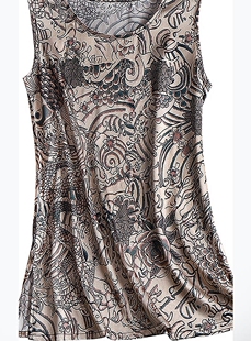 缎面印花蚕桑丝吊带背心女宽松中长款大码外穿弹力打底无袖上衣夏