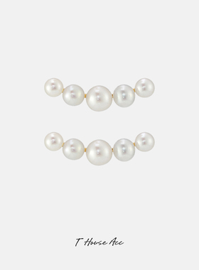 好事成双女主同款耳钉微笑5颗珍珠微笑耳环小众高级感气质耳饰潮