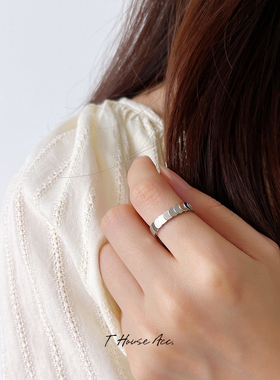 洗手不用摘鱼鳞片中性钛钢戒指复古男女指环简约气质小众情侣对戒