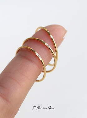 不掉色镀18K金小众韩国极细戒指 迷你细钻轻奢高级感叠戴指环女士