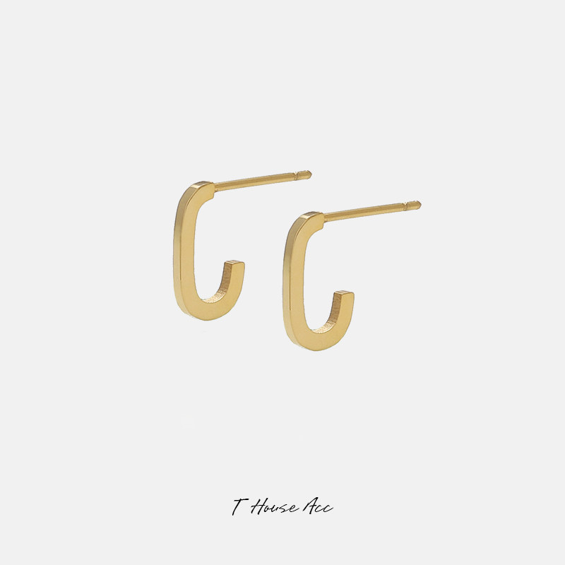 简约新款迷你j形耳钉小巧精致睡觉免摘养耳洞耳环 冷淡风气质百搭