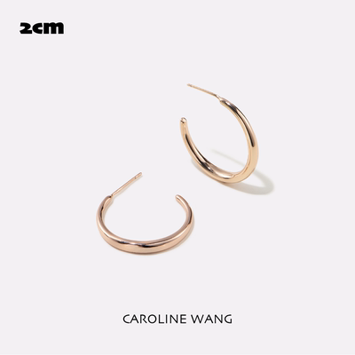 直径2cm精致通勤C型素圈耳环银针