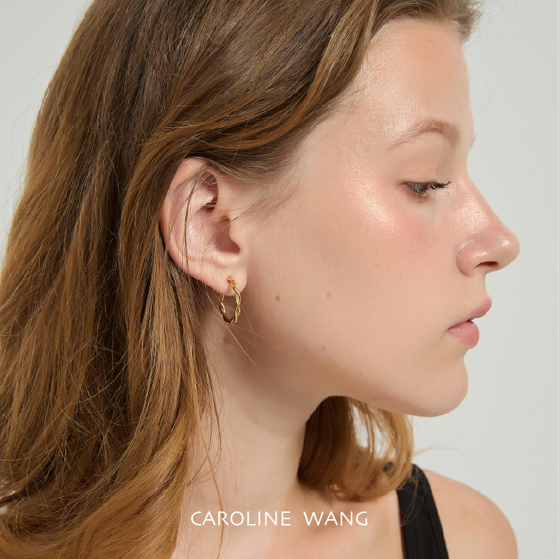 【925纯银·C型麻花素圈耳环·2cm】高级感hoop耳圈极简修饰脸型