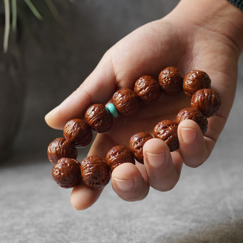 孤品天然矮桩小核桃手串精品门头沟野生磨盘文玩单圈秋子男士手持