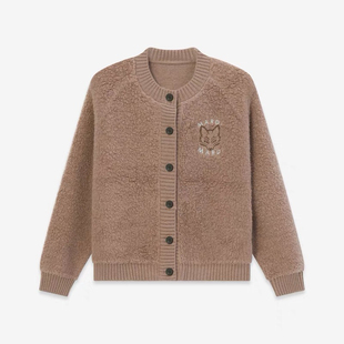 Mardi美拉德羊羔毛短外套25冬季新款绵羊毛狐狸刺绣女装上衣开衫