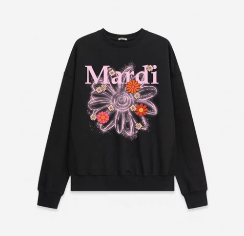 Mardi晕染雏菊花朵印花圆领套头卫衣25秋冬小众轻奢休闲百搭上衣