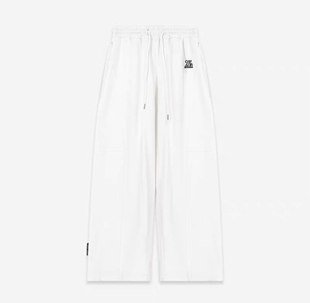 Mardi韩系高腰休闲阔腿长裤25秋冬季新款松紧腰抽绳宽松直筒裤子