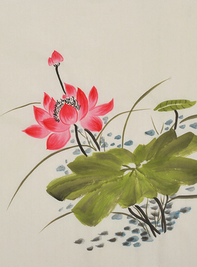 纯手绘装饰画国画水墨画荷花画客厅画书房画