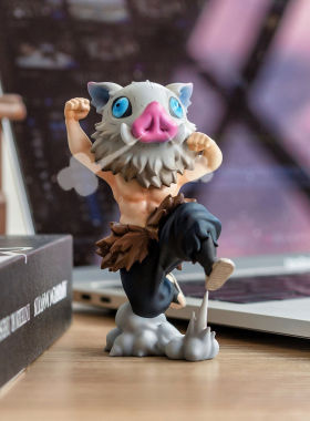 鬼灭之刃 Q版 掌心萌系列 嘴平伊之助公仔猪头手办 模型 车载摆件