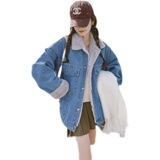 【现货】255-2261-P165控248学院复古牛仔羊羔毛棉衣外套女，女装棉衣/棉服，浙宝288（原255）