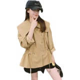 娃娃领短款卡其色风衣外套女2025春秋新款春装今年流行高级感上衣，女装短外套，浙宝288（原255）