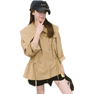 娃娃领短款卡其色风衣外套女2025春秋新款春装今年流行高级感上衣图片