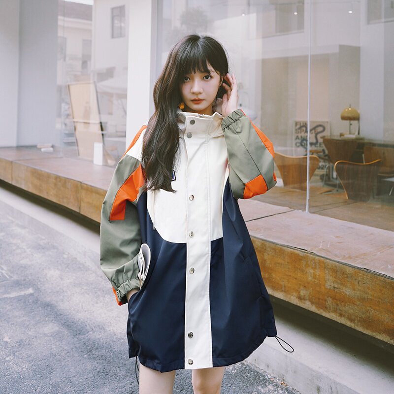 【现货】2022秋装新款藏青拼白工装风衣255-2231-P145控208,女装短外套,浙宝288（原255）