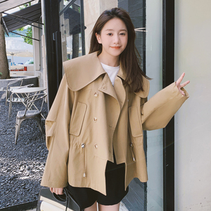 娃娃领短款卡其色风衣外套女2025春秋新款春装今年流行高级感上衣图片