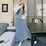 设计感减龄牛仔套装裙女2025年秋季新款马甲条纹衬衫半身裙三件套，女装连衣裙，浙宝288（原255）