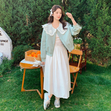 蕾丝拼接娃娃领短款皮衣外套女2025年春季新减龄洋气休闲夹克上衣，女装短外套，浙宝288（原255）