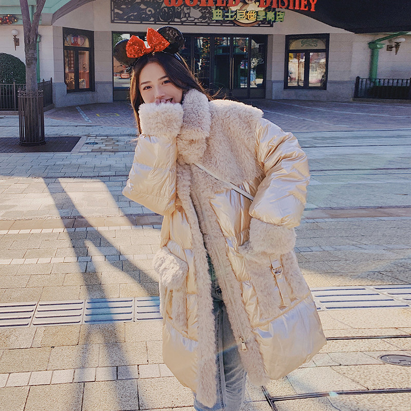 【现货】 拼接羊羔毛亮面棉衣女棉服 255-1208-P185控268图片