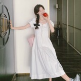 白色泡泡袖连衣裙女2025春秋新款法式温柔风甜美收腰显瘦初恋长裙，女装连衣裙，浙宝288（原255）