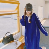 【新款】秋装克莱茵蓝棋盘格卫衣连衣裙255-2225-P135控198，女装连衣裙，浙宝288（原255）