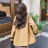 【26春装大货】灯芯绒撞色领子皮衣外套女2B149-4807-P155控218，女装皮衣，2B149
