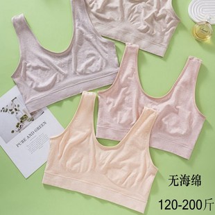200斤加大码无海绵妈妈内衣女薄款中老年人透气舒适背心式文胸罩