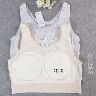 2件装中老年无钢圈内衣女背心式薄杯舒适大码文胸胖妈妈胸罩宽松