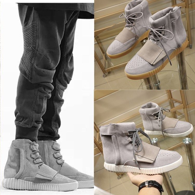 750夜光椰子高帮真皮加绒保暖yeezy情侣潮鞋平底短靴冬马丁靴男