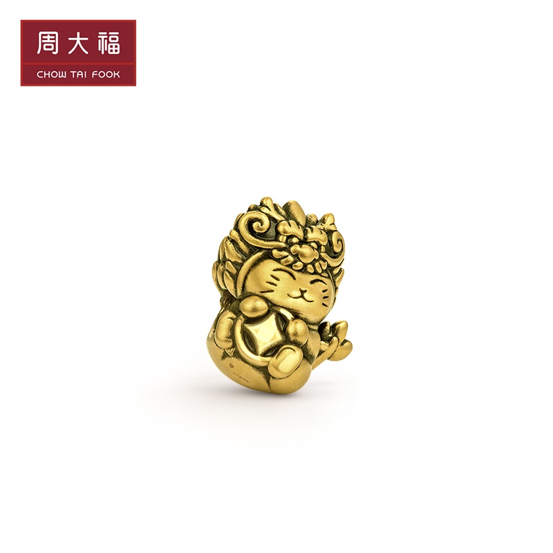 新款周大福monologue独白招财猫系列发财猫黄金转运珠配绳mr1418