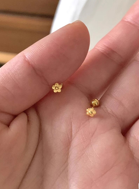 925银针迷你金色小花朵耳钉