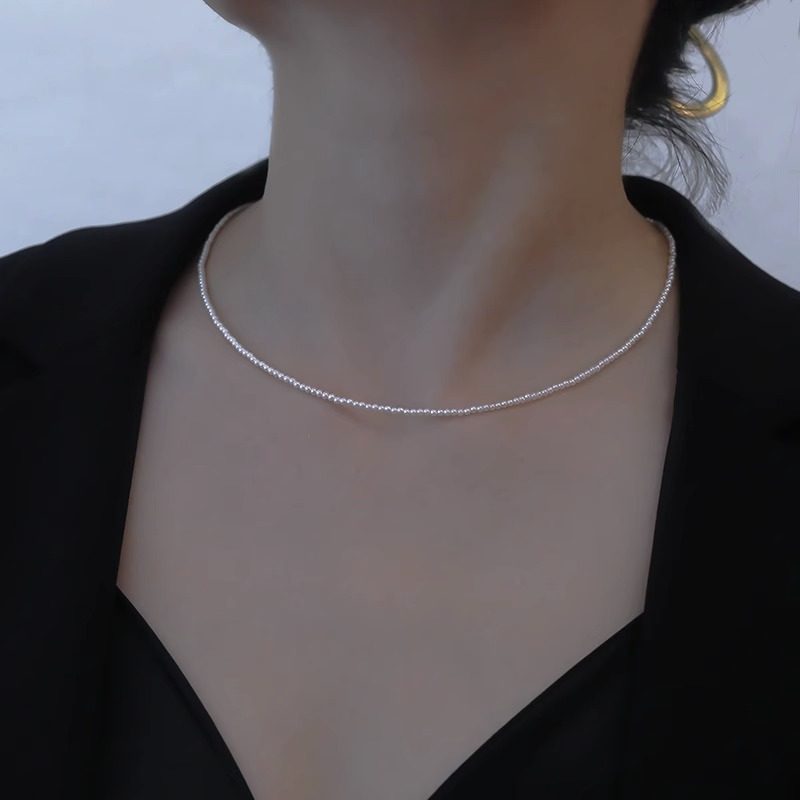 2mm极细小米珠项链时尚